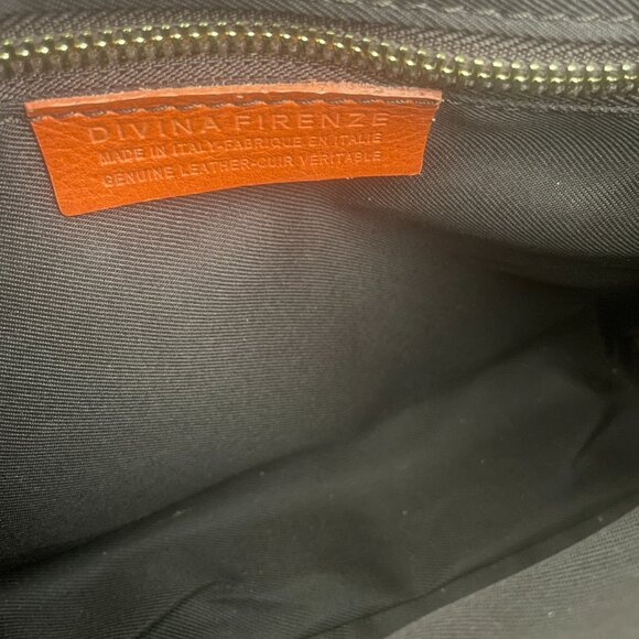 Divina Firenze Italy Orange Tan Genuine Leather Crossbody Shoulder Bag - Picture 11 of 11